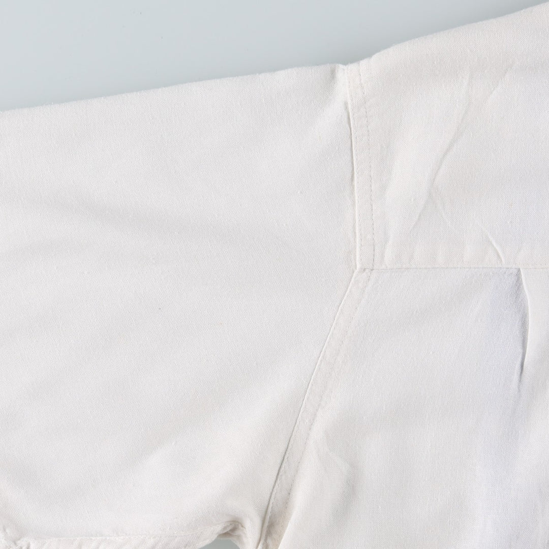 Haggar Short-Sleeve Open-Collar Linen Shirt, Men's Size M (approx.) linen white type Vintage Second Hand