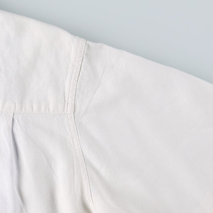 Haggar Short-Sleeve Open-Collar Linen Shirt, Men's Size M (approx.) linen white type Vintage Second Hand