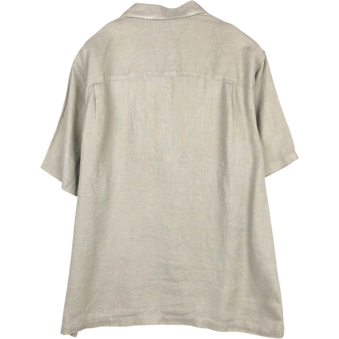 BREAKWATER Short Sleeve Open Collar Linen Shirt, Men's Size L linen Beige type Vintage Second Hand