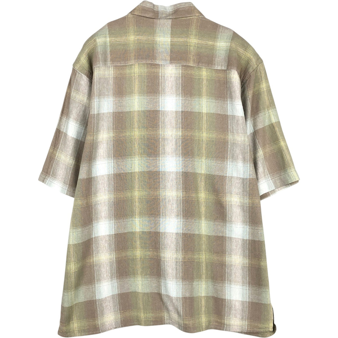 TRUST Short-Sleeve Open-Collar Linen Shirt, Men's Size XL (approx.) linen Beige type Vintage Second Hand