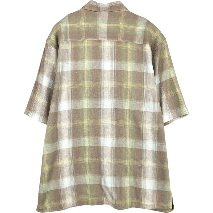 TRUST Short-Sleeve Open-Collar Linen Shirt, Men's Size XL (approx.) linen Beige type Vintage Second Hand