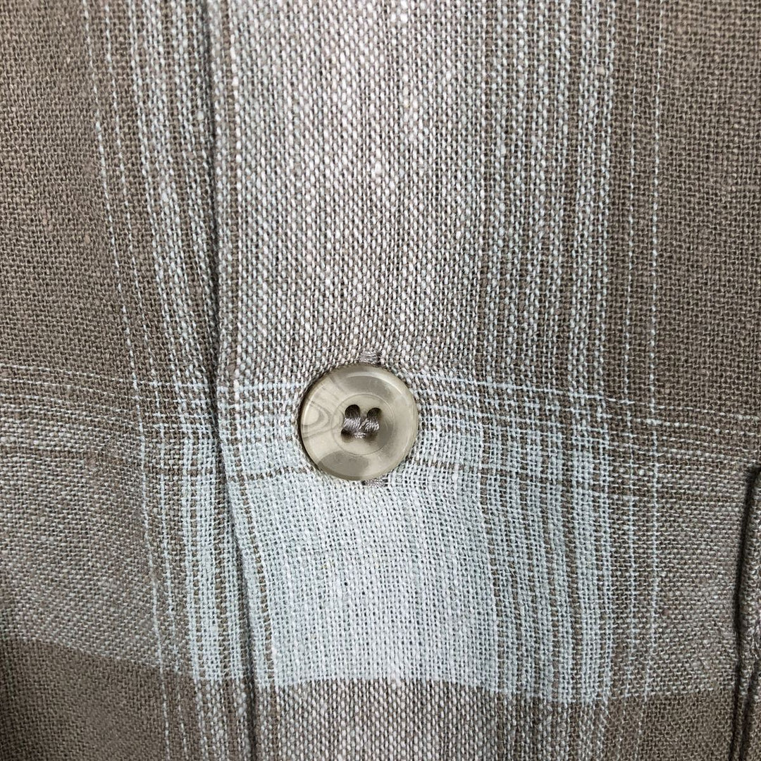 TRUST Short-Sleeve Open-Collar Linen Shirt, Men's Size XL (approx.) linen Beige type Vintage Second Hand