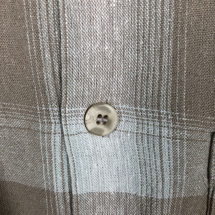 TRUST Short-Sleeve Open-Collar Linen Shirt, Men's Size XL (approx.) linen Beige type Vintage Second Hand