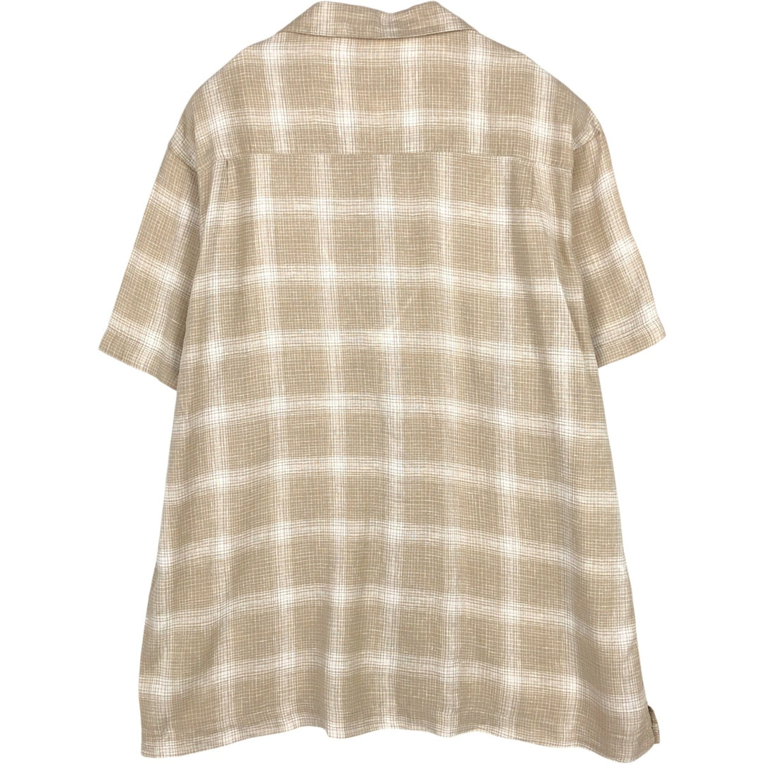 Haggar Short-Sleeve Open-Collar Linen Shirt, Men's Size XL (approx.) linen Beige type Vintage Second Hand