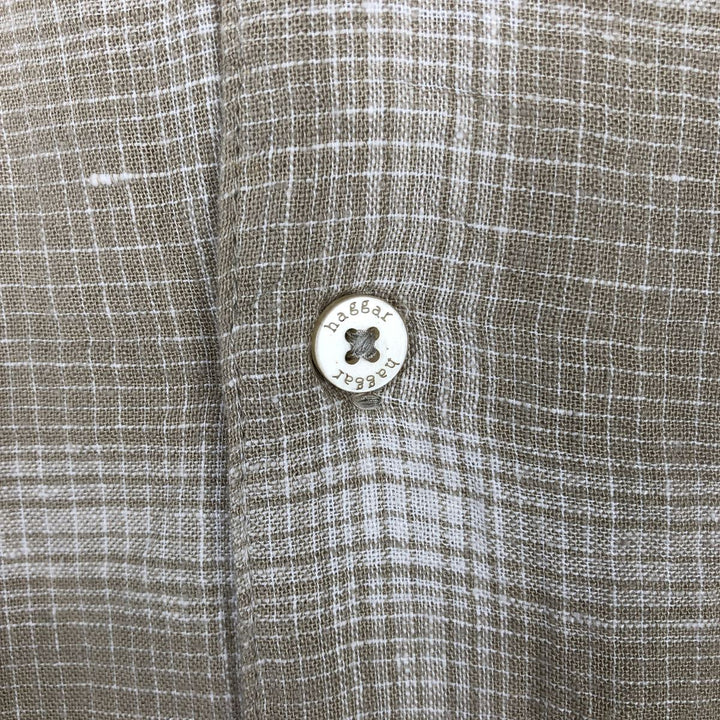 Haggar Short-Sleeve Open-Collar Linen Shirt, Men's Size XL (approx.) linen Beige type Vintage Second Hand