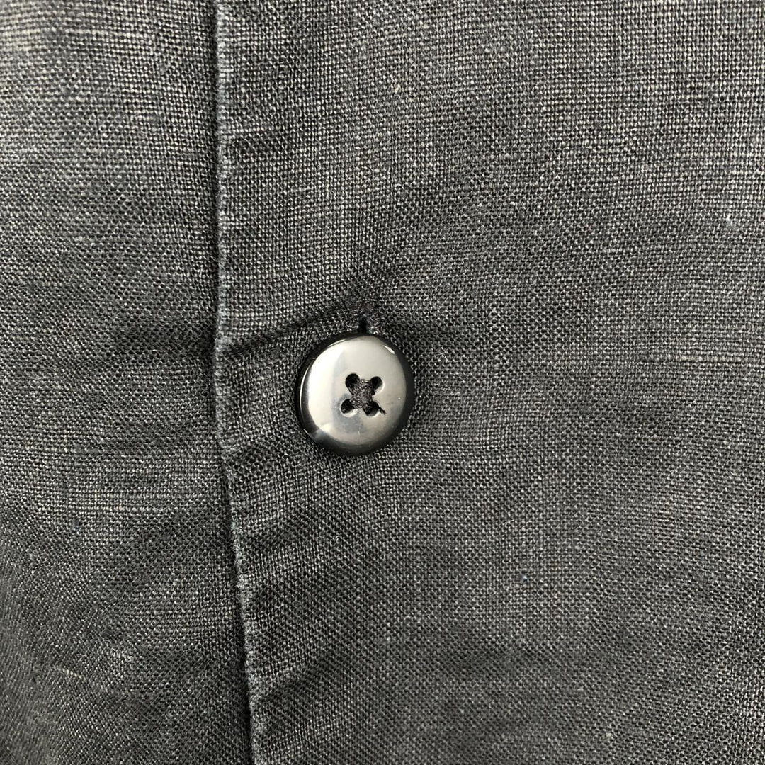 CHEVIOT Short-Sleeve Open-Collar Linen Shirt, Boxy Fit, Men's Size M linen black type Vintage Second Hand