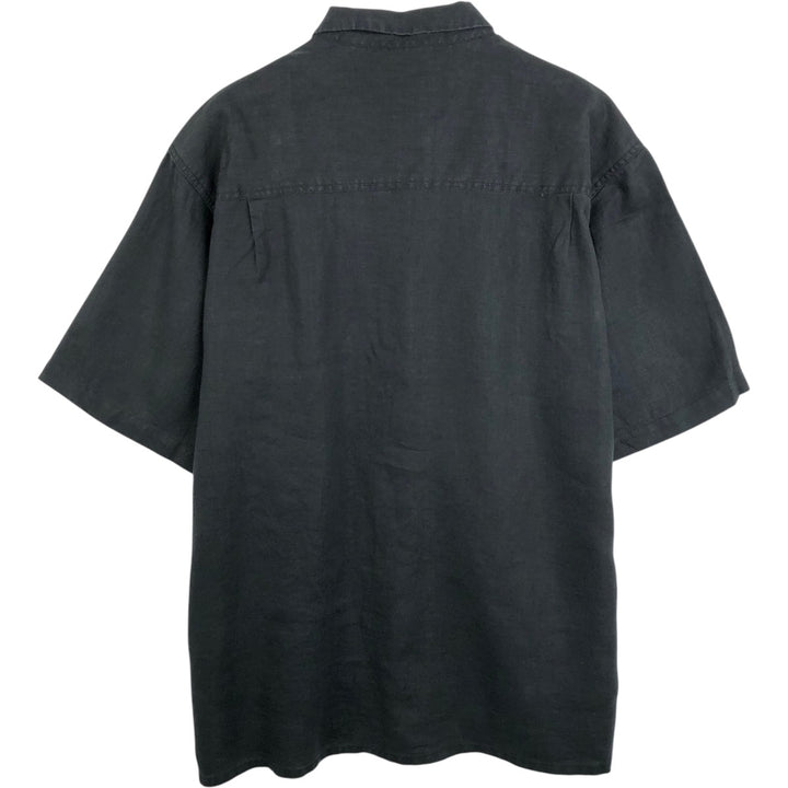 BRUNO Short-Sleeve Open-Collar Linen Shirt, Boxy Shirt, Men's Size XL (approx.) linen black type Vintage Second Hand