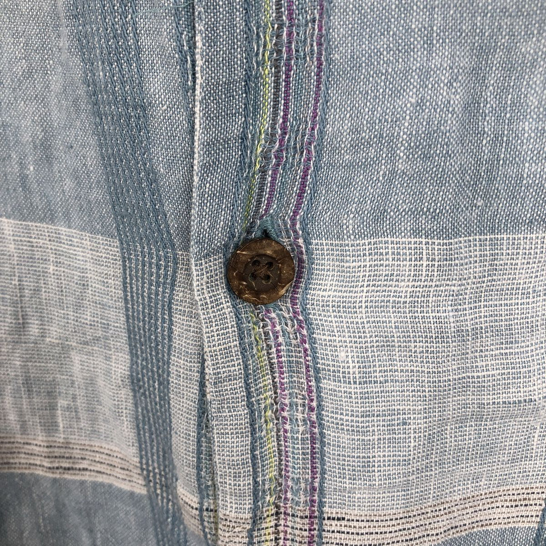 Tommy Bahama ORIDINAL FIT Check Pattern Short-Sleeve Open Collar Linen Shirt, Boxy Shirt, Men's XL Equivalent linen Blue type light blue Vintage Second Hand