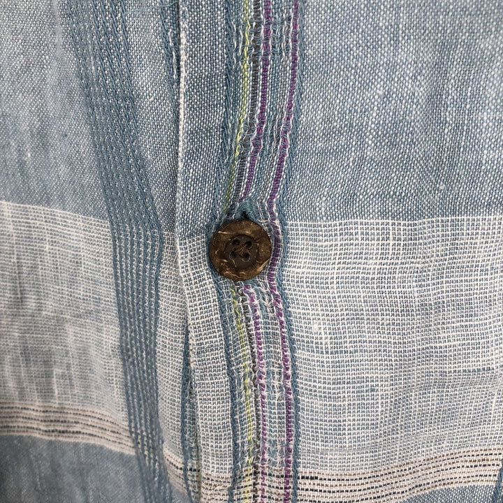 Tommy Bahama ORIDINAL FIT Check Pattern Short-Sleeve Open Collar Linen Shirt, Boxy Shirt, Men's XL Equivalent linen Blue type light blue Vintage Second Hand