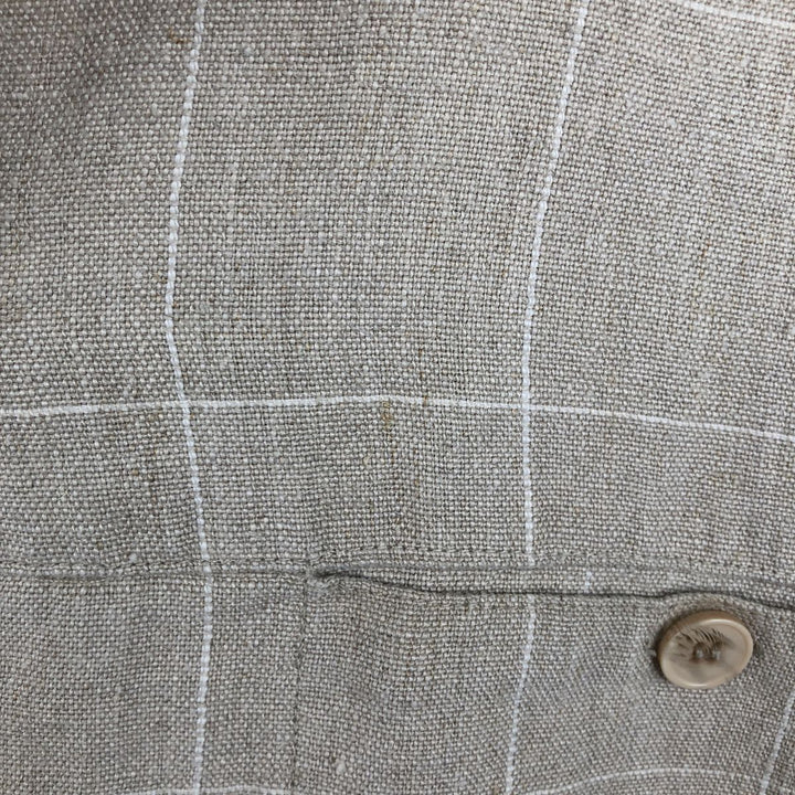Successo Uomo by Phita Check Pattern Short-Sleeve Open Collar Linen Shirt, Boxy Shirt, Men's Size M (approx.) linen Beige type Vintage Second Hand