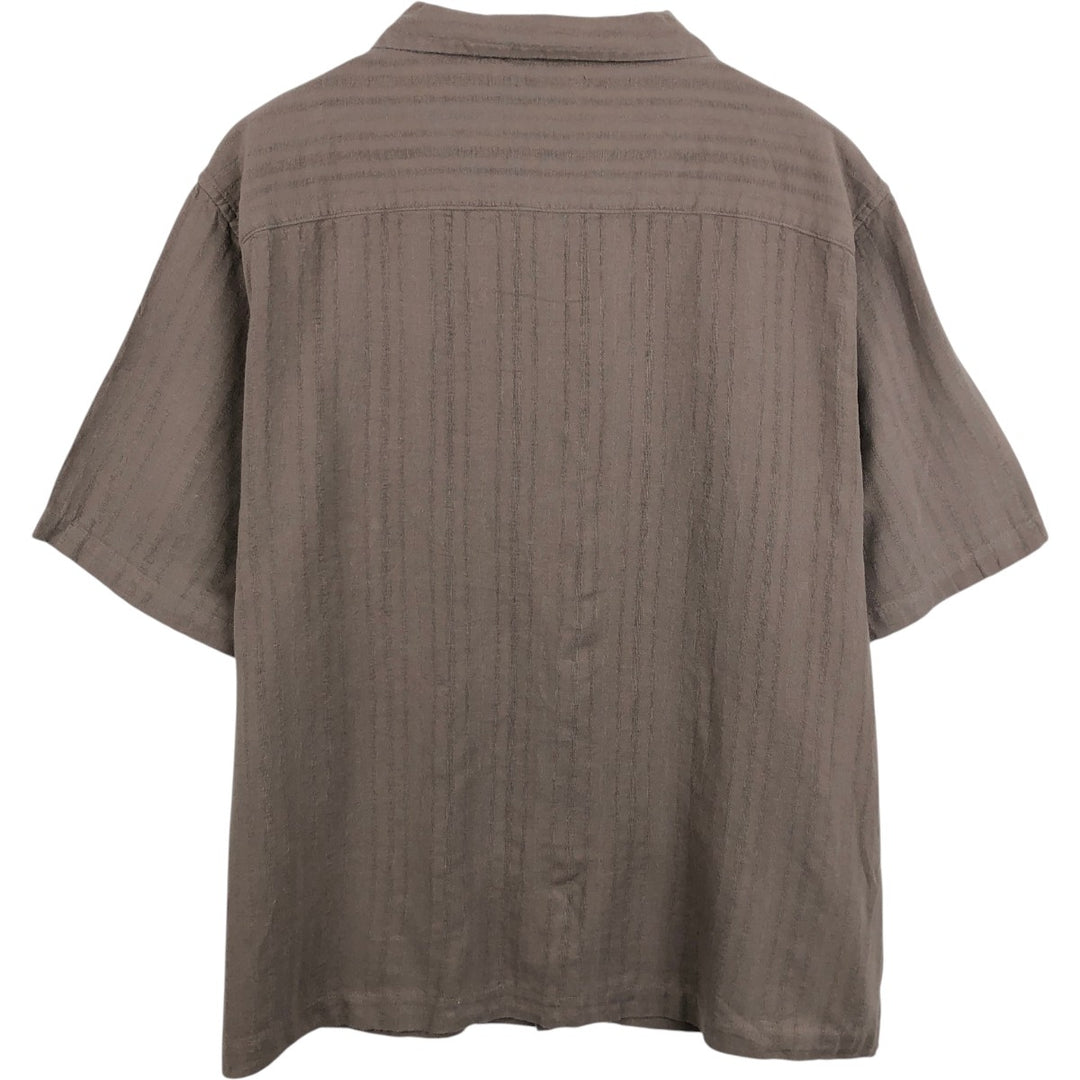 Bruno Short-Sleeve Open-Collar Linen Shirt, Boxy Fit, Men's Size XL unclear brown type Vintage Second Hand