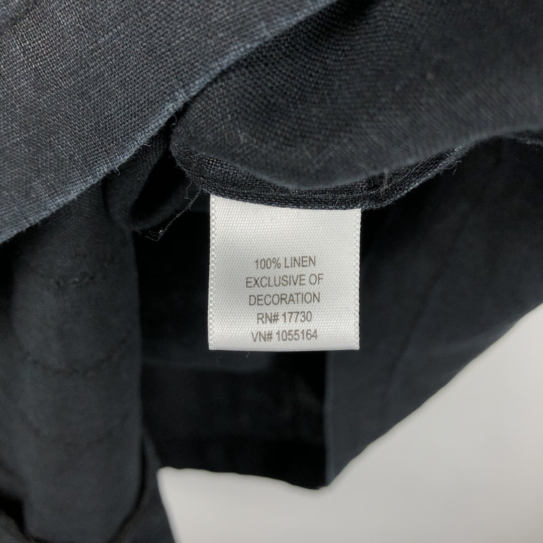 BREAKWATER Short-Sleeve Open-Collar Linen Shirt, Boxy Fit, Men's Size XL (approx.) linen black type Vintage Second Hand