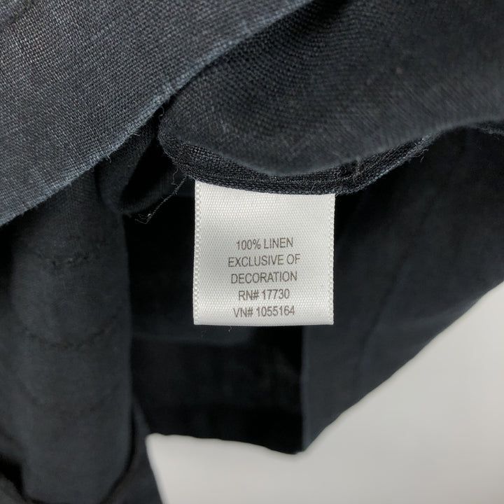 BREAKWATER Short-Sleeve Open-Collar Linen Shirt, Boxy Fit, Men's Size XL (approx.) linen black type Vintage Second Hand