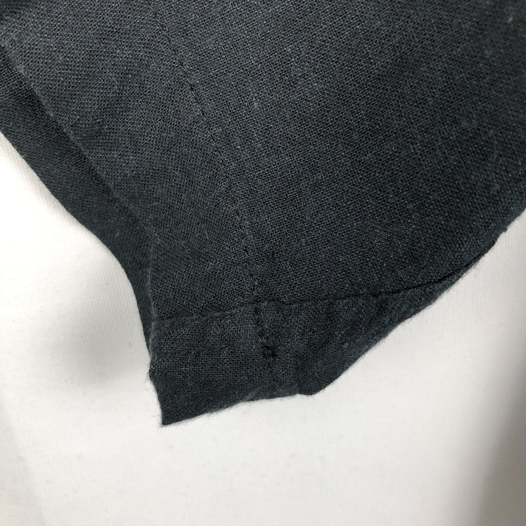 HAGGAR Washable Linen Short-Sleeve Open-Collar Linen Shirt, Boxy Shirt, Men's Size L (approx.) linen black type Vintage Second Hand