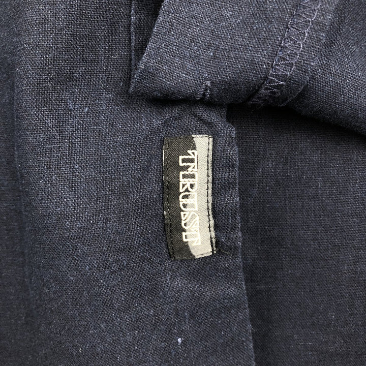 TRUST Short Sleeve Open Collar Linen Shirt, Box Shirt, Men's XL linen navy blue type Vintage Second Hand