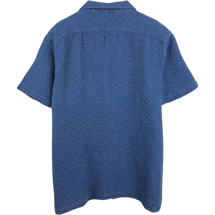 Banana Republic Standard Fit all-over print short-sleeved open-collar linen shirt, boxy fit, men's size XL. linen blue type Vintage Second Hand