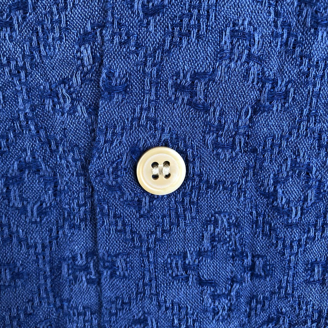 Banana Republic Standard Fit all-over print short-sleeved open-collar linen shirt, boxy fit, men's size XL. linen blue type Vintage Second Hand