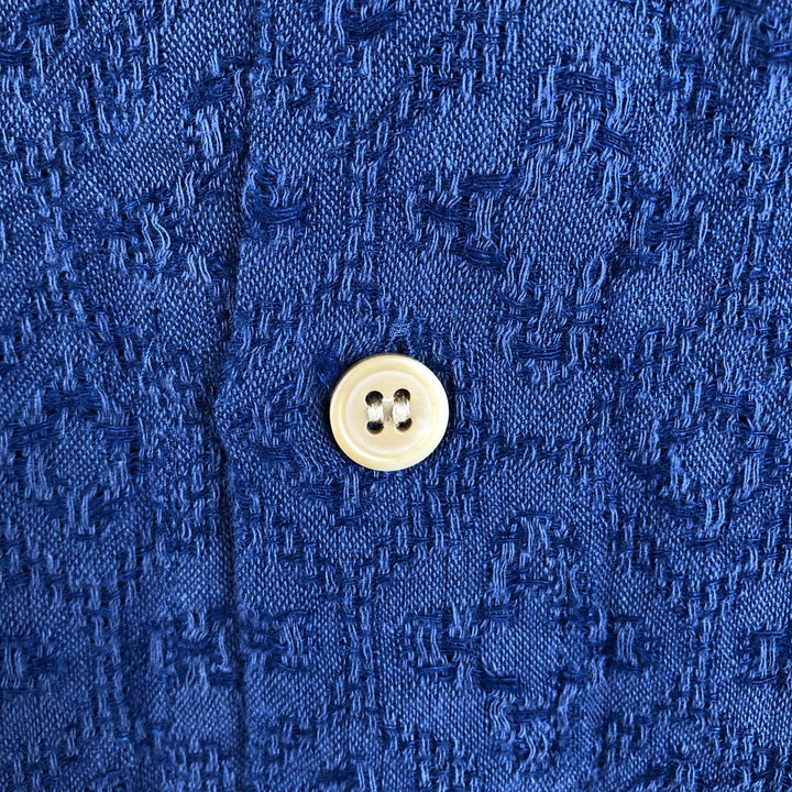 Banana Republic Standard Fit all-over print short-sleeved open-collar linen shirt, boxy fit, men's size XL. linen blue type Vintage Second Hand