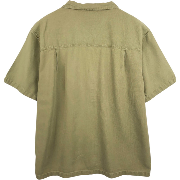 REI Short-Sleeve Open-Collar Linen Shirt, Boxy Fit, Men's Size XL Hemp Khaki type sage green Vintage Second Hand