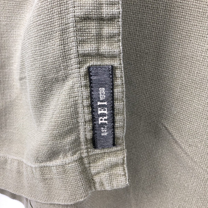 REI Short-Sleeve Open-Collar Linen Shirt, Boxy Fit, Men's Size XL Hemp Khaki type sage green Vintage Second Hand