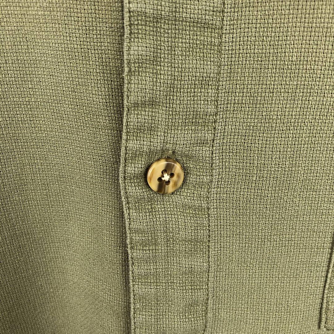 REI Short-Sleeve Open-Collar Linen Shirt, Boxy Fit, Men's Size XL Hemp Khaki type sage green Vintage Second Hand