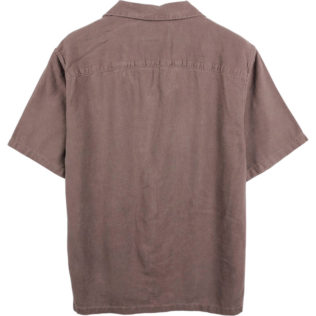 Abercrombie & Fitch Short-Sleeve Open-Collar Linen Shirt, Boxy Fit, Men's Size S (approx.) unclear brown type Vintage Second Hand