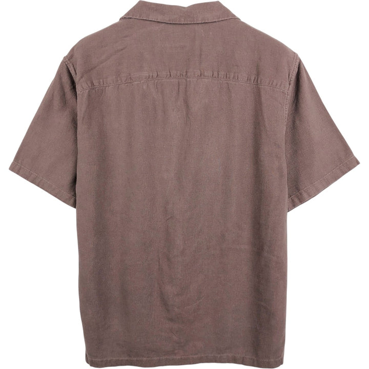 Abercrombie & Fitch Short-Sleeve Open-Collar Linen Shirt, Boxy Fit, Men's Size S (approx.) unclear brown type Vintage Second Hand