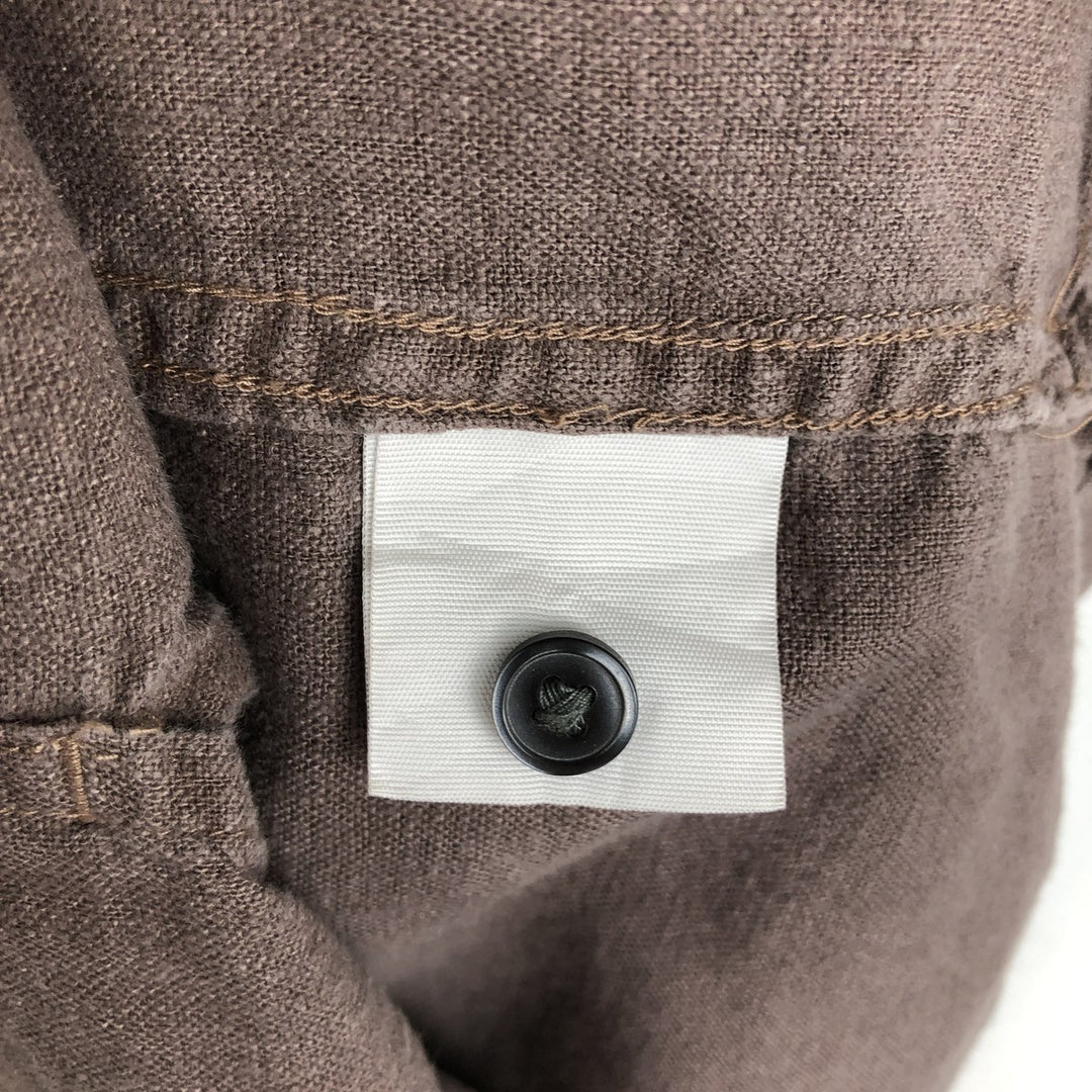 Abercrombie & Fitch Short-Sleeve Open-Collar Linen Shirt, Boxy Fit, Men's Size S (approx.) unclear brown type Vintage Second Hand