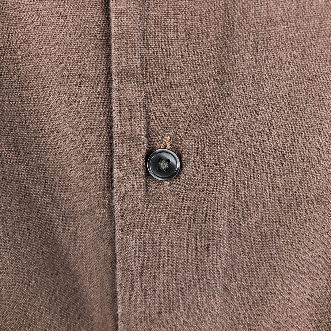 Abercrombie & Fitch Short-Sleeve Open-Collar Linen Shirt, Boxy Fit, Men's Size S (approx.) unclear brown type Vintage Second Hand