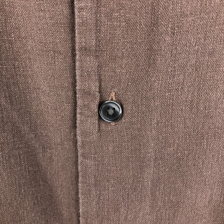 Abercrombie & Fitch Short-Sleeve Open-Collar Linen Shirt, Boxy Fit, Men's Size S (approx.) unclear brown type Vintage Second Hand