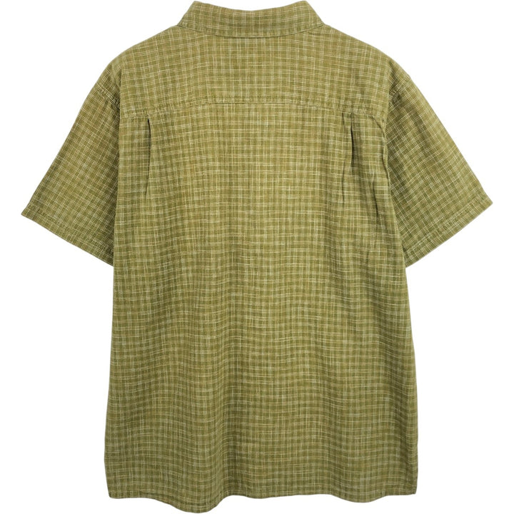 Patagonia 53139SP21 Check Pattern Short Sleeve Hemp x Organic Cotton Box Shirt Men's Size L (approx.) Hemp Khaki type Vintage Second Hand
