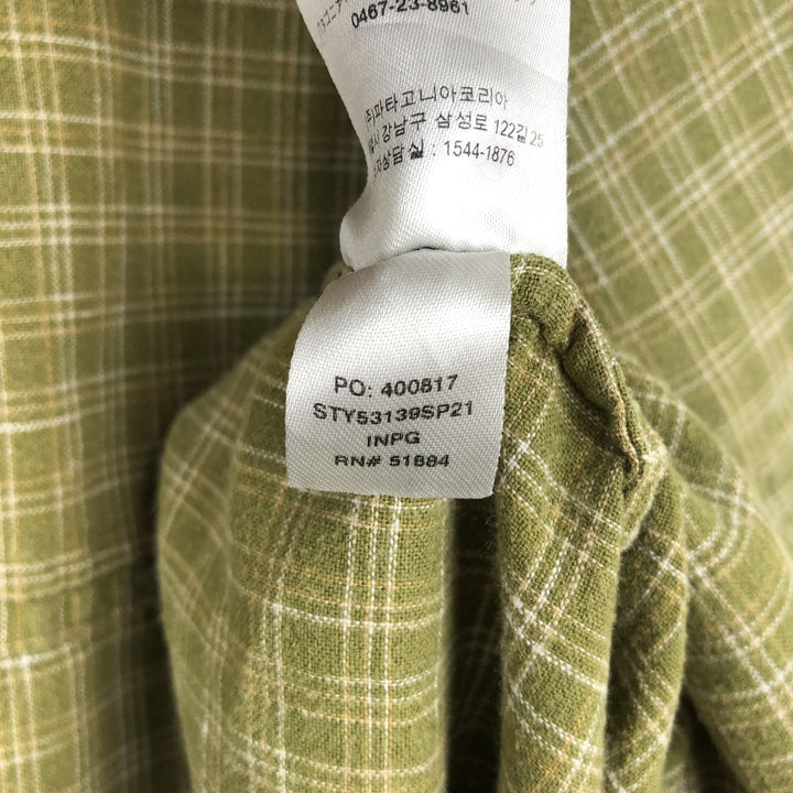 Patagonia 53139SP21 Check Pattern Short Sleeve Hemp x Organic Cotton Box Shirt Men's Size L (approx.) Hemp Khaki type Vintage Second Hand