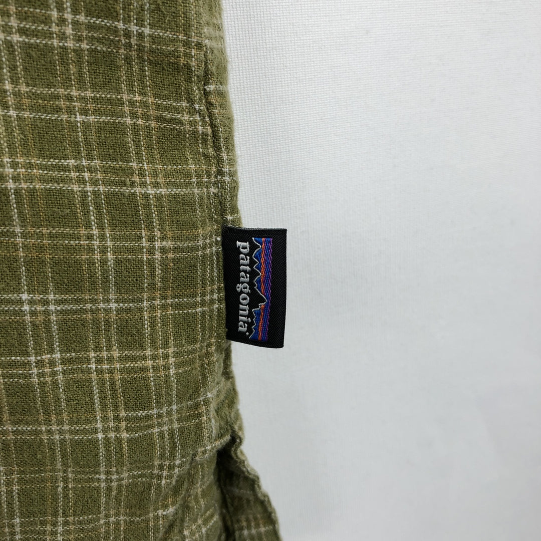 Patagonia 53139SP21 Check Pattern Short Sleeve Hemp x Organic Cotton Box Shirt Men's Size L (approx.) Hemp Khaki type Vintage Second Hand