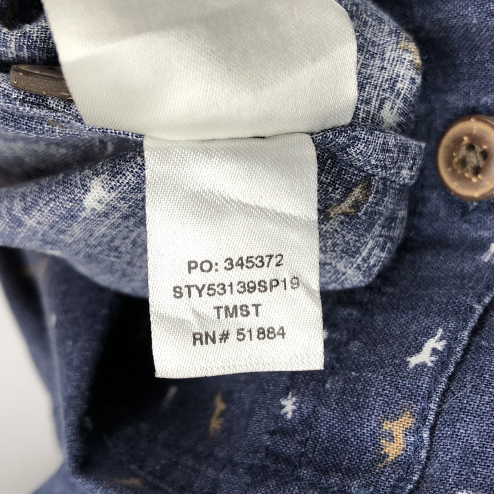 Patagonia 53138SP13 All-over print short-sleeved hemp x organic cotton box shirt, men's size M. Hemp navy blue type Vintage Second Hand