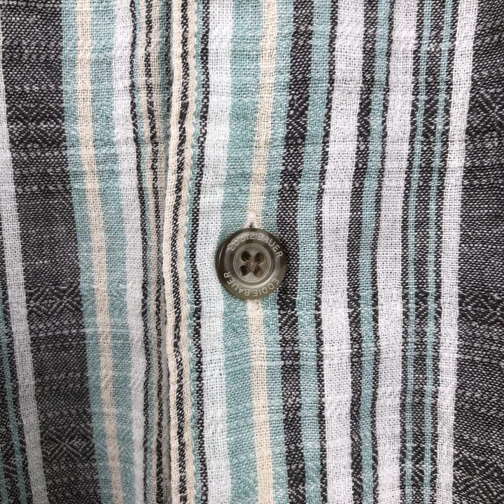 Eddie Bauer Stripe Pattern Short-Sleeve Hemp x Cotton Box Shirt, Men's XL Equivalent Hemp white type Vintage Second Hand