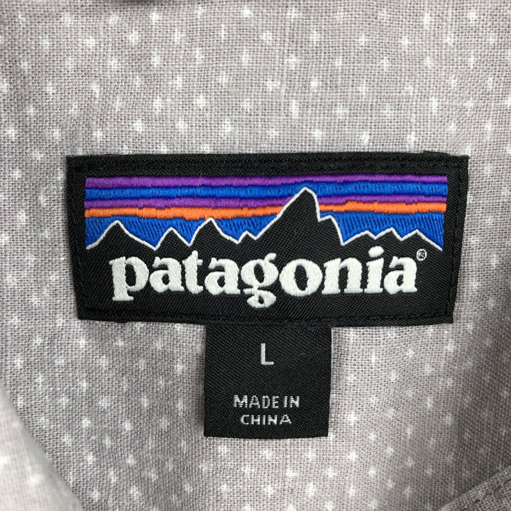 Patagonia 53139SP16 All-over print short-sleeved hemp x organic cotton box shirt, men's size L equivalent. Hemp gray type Vintage Second Hand