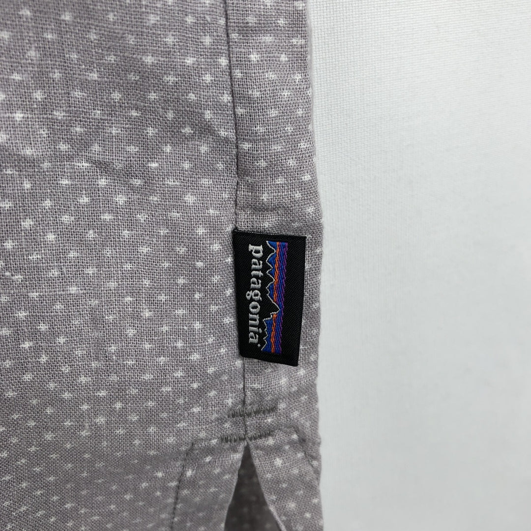 Patagonia 53139SP16 All-over print short-sleeved hemp x organic cotton box shirt, men's size L equivalent. Hemp gray type Vintage Second Hand