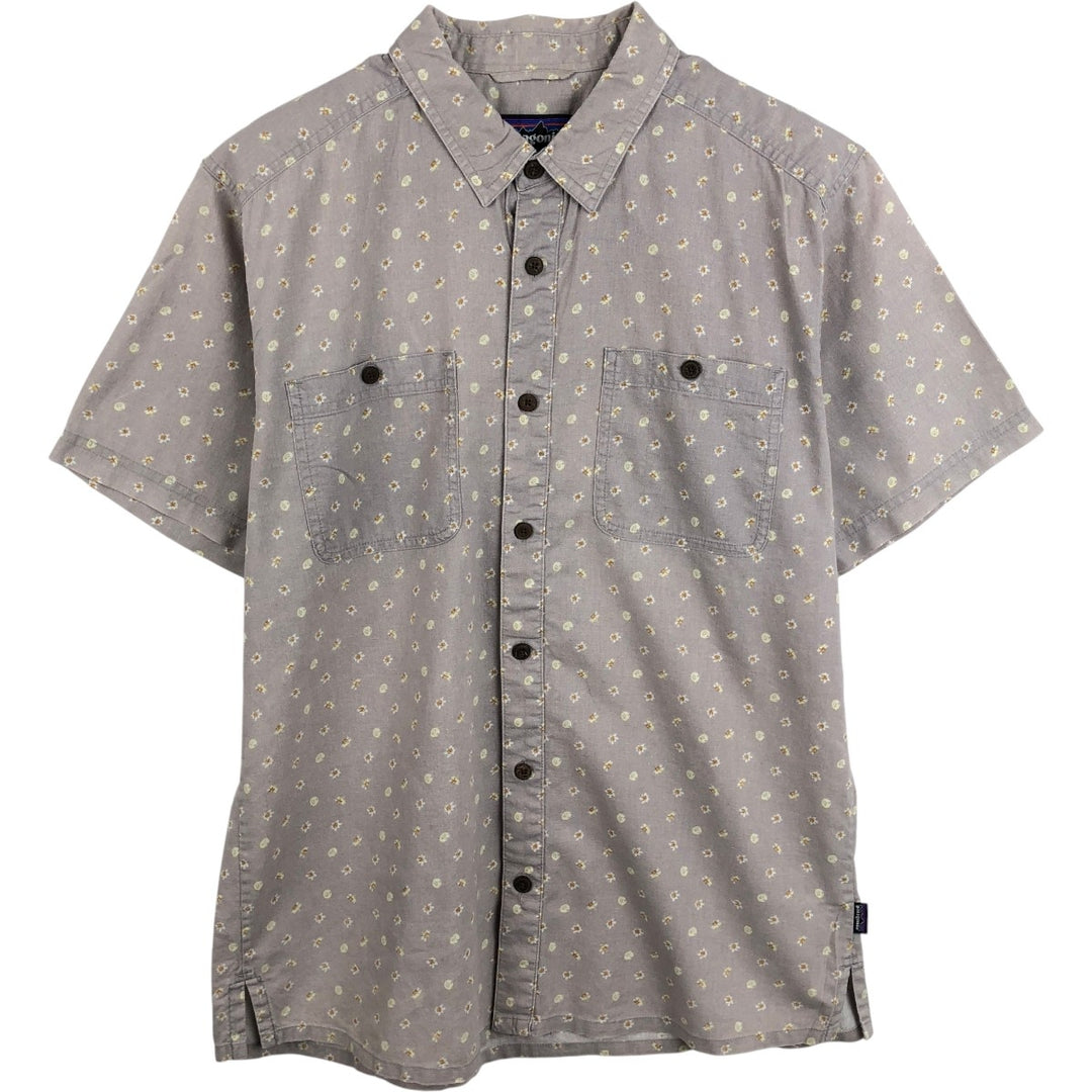 Patagonia 53139SP21 Floral Print Short-Sleeve Hemp x Organic Cotton Box Shirt (Men's Size M) Hemp gray type Vintage Second Hand