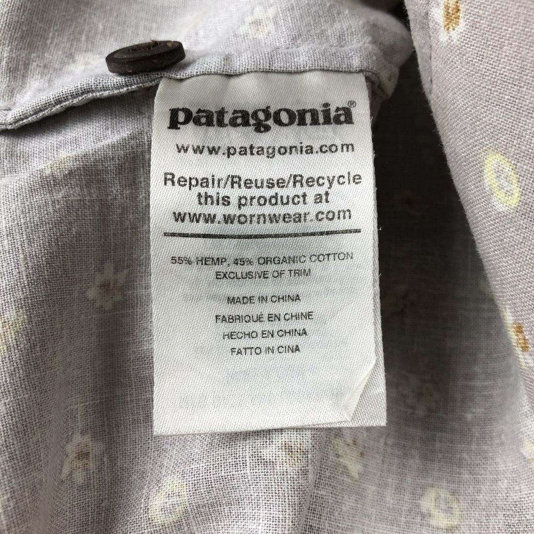 Patagonia 53139SP21 Floral Print Short-Sleeve Hemp x Organic Cotton Box Shirt (Men's Size M) Hemp gray type Vintage Second Hand