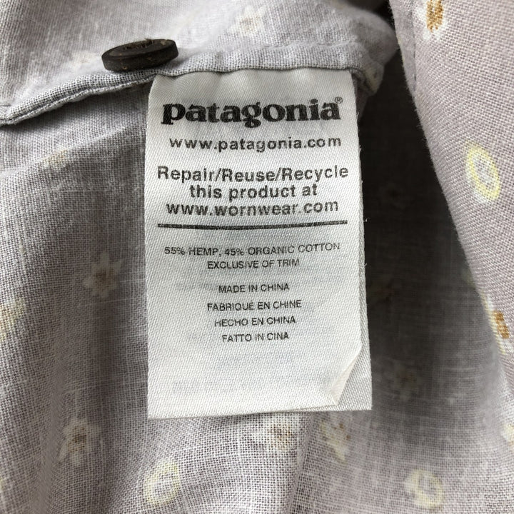 Patagonia 53139SP21 Floral Print Short-Sleeve Hemp x Organic Cotton Box Shirt (Men's Size M) Hemp gray type Vintage Second Hand