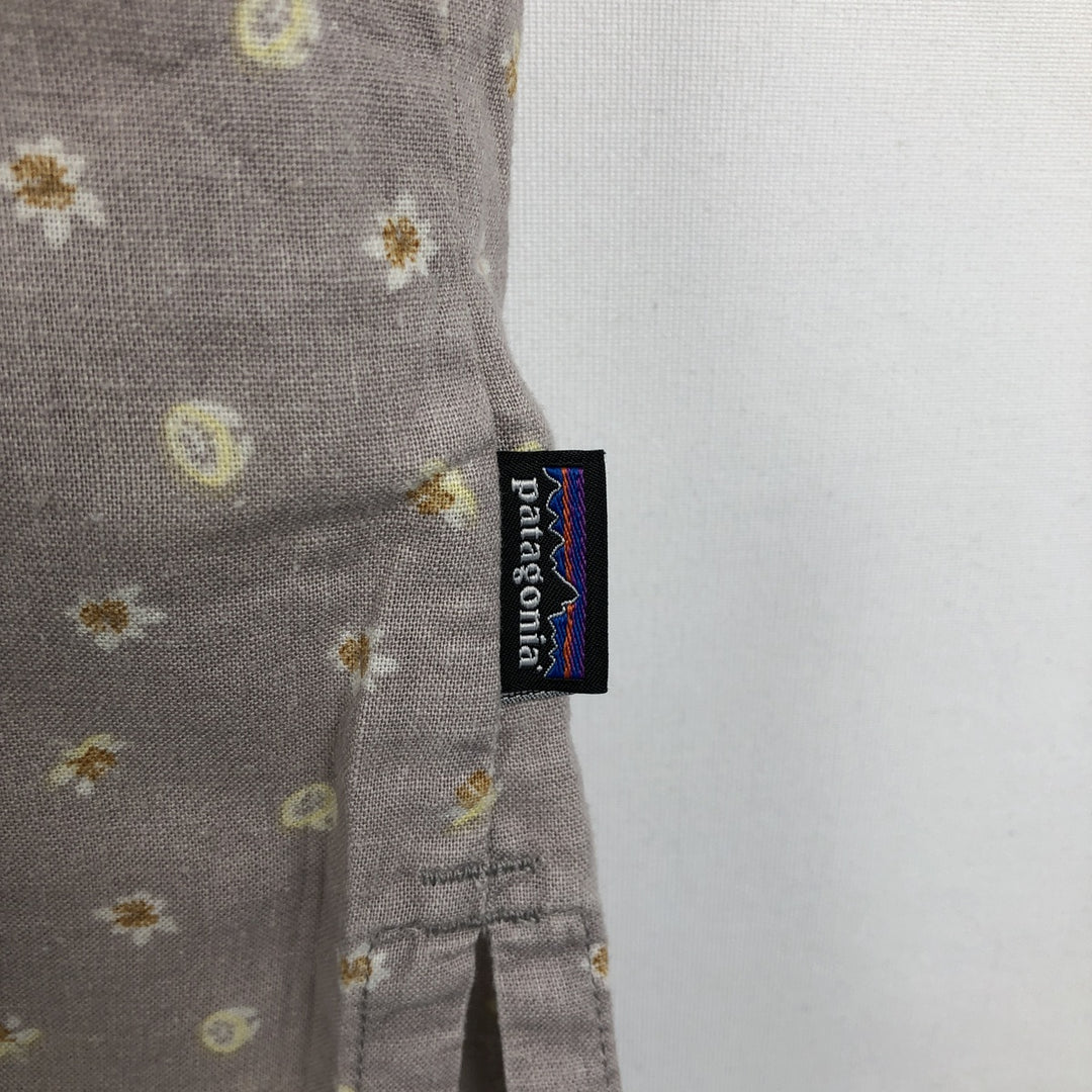 Patagonia 53139SP21 Floral Print Short-Sleeve Hemp x Organic Cotton Box Shirt (Men's Size M) Hemp gray type Vintage Second Hand