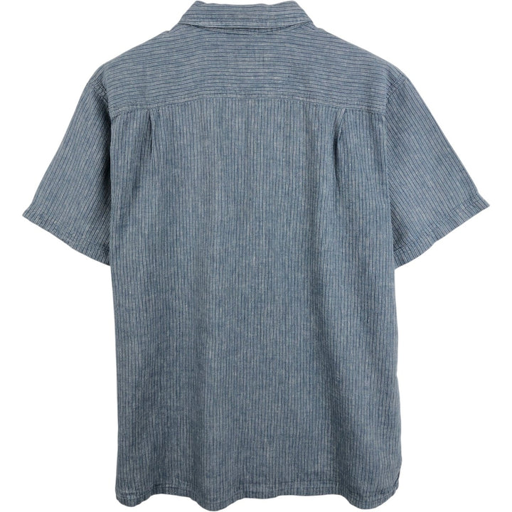 Patagonia Stripe Pattern Short-Sleeve Hemp Shirt, Boxy Shirt, Men's Size L (approx.) Hemp Blue type light blue Vintage Second Hand
