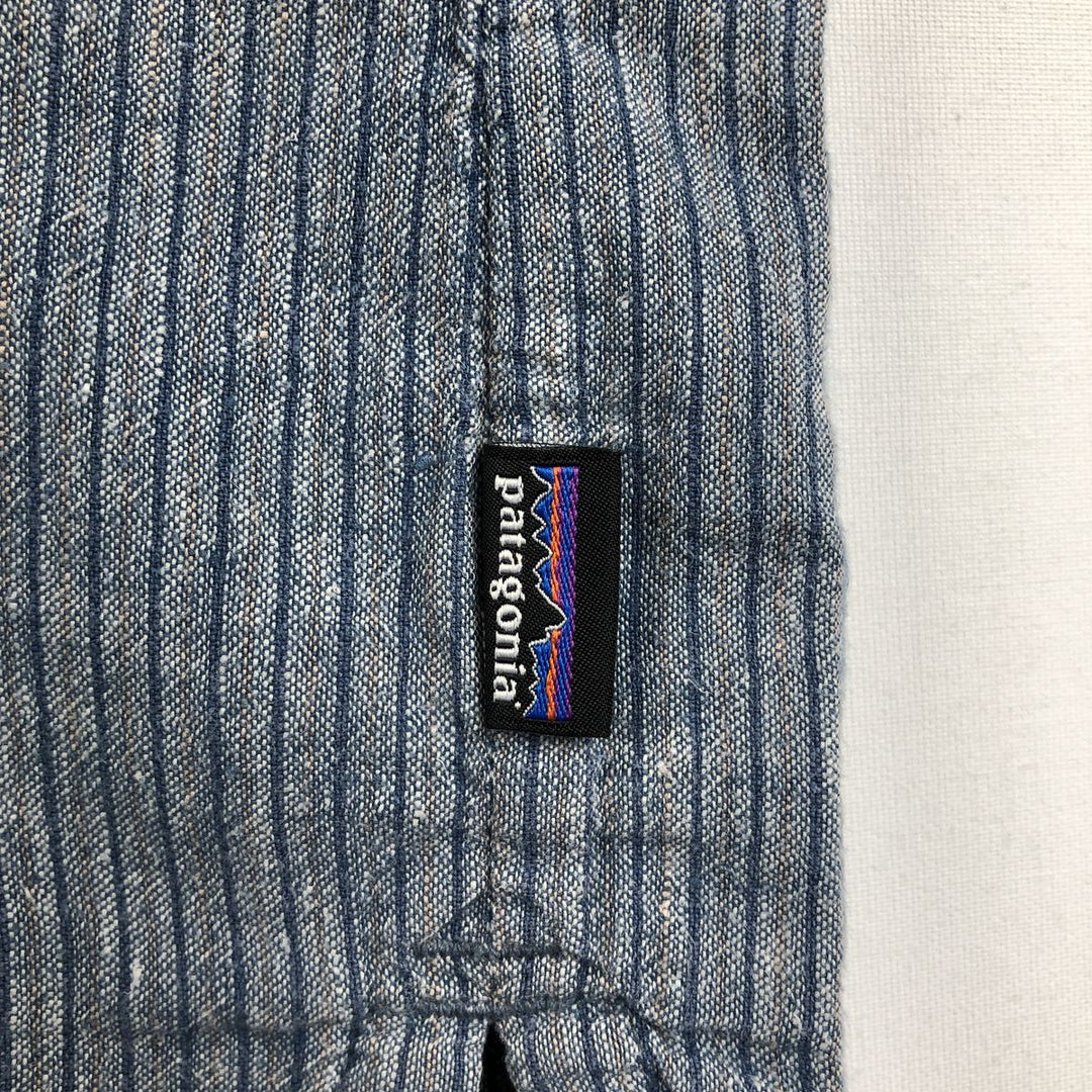 Patagonia Stripe Pattern Short-Sleeve Hemp Shirt, Boxy Shirt, Men's Size L (approx.) Hemp Blue type light blue Vintage Second Hand