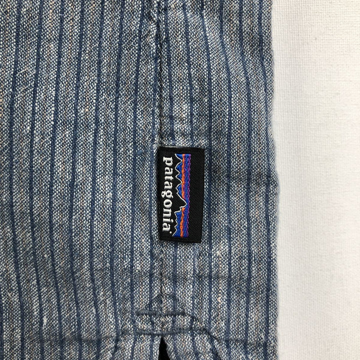 Patagonia Stripe Pattern Short-Sleeve Hemp Shirt, Boxy Shirt, Men's Size L (approx.) Hemp Blue type light blue Vintage Second Hand