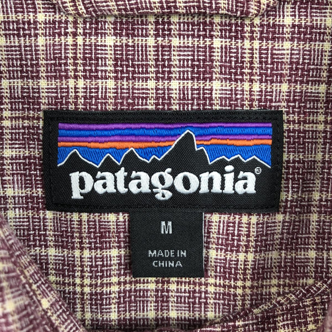 Patagonia 53139SP18 Check Pattern Short Sleeve Hemp x Organic Cotton Box Shirt Men's Size M Hemp Red type red-purple Vintage Second Hand
