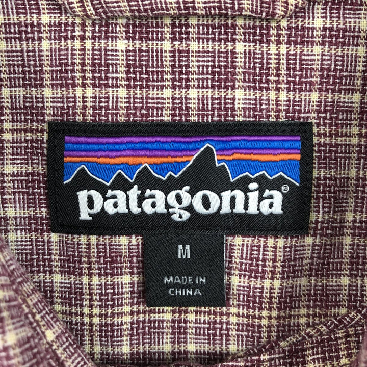 Patagonia 53139SP18 Check Pattern Short Sleeve Hemp x Organic Cotton Box Shirt Men's Size M Hemp Red type red-purple Vintage Second Hand