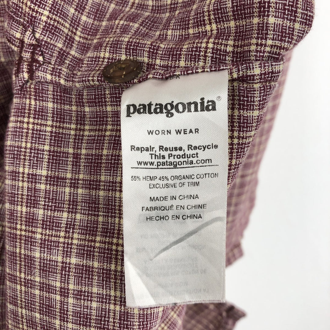 Patagonia 53139SP18 Check Pattern Short Sleeve Hemp x Organic Cotton Box Shirt Men's Size M Hemp Red type red-purple Vintage Second Hand