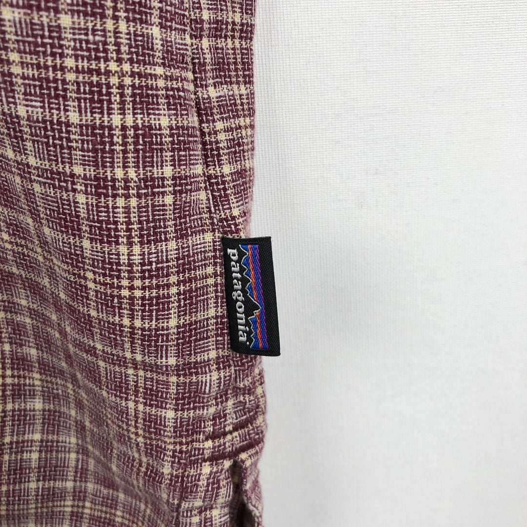 Patagonia 53139SP18 Check Pattern Short Sleeve Hemp x Organic Cotton Box Shirt Men's Size M Hemp Red type red-purple Vintage Second Hand