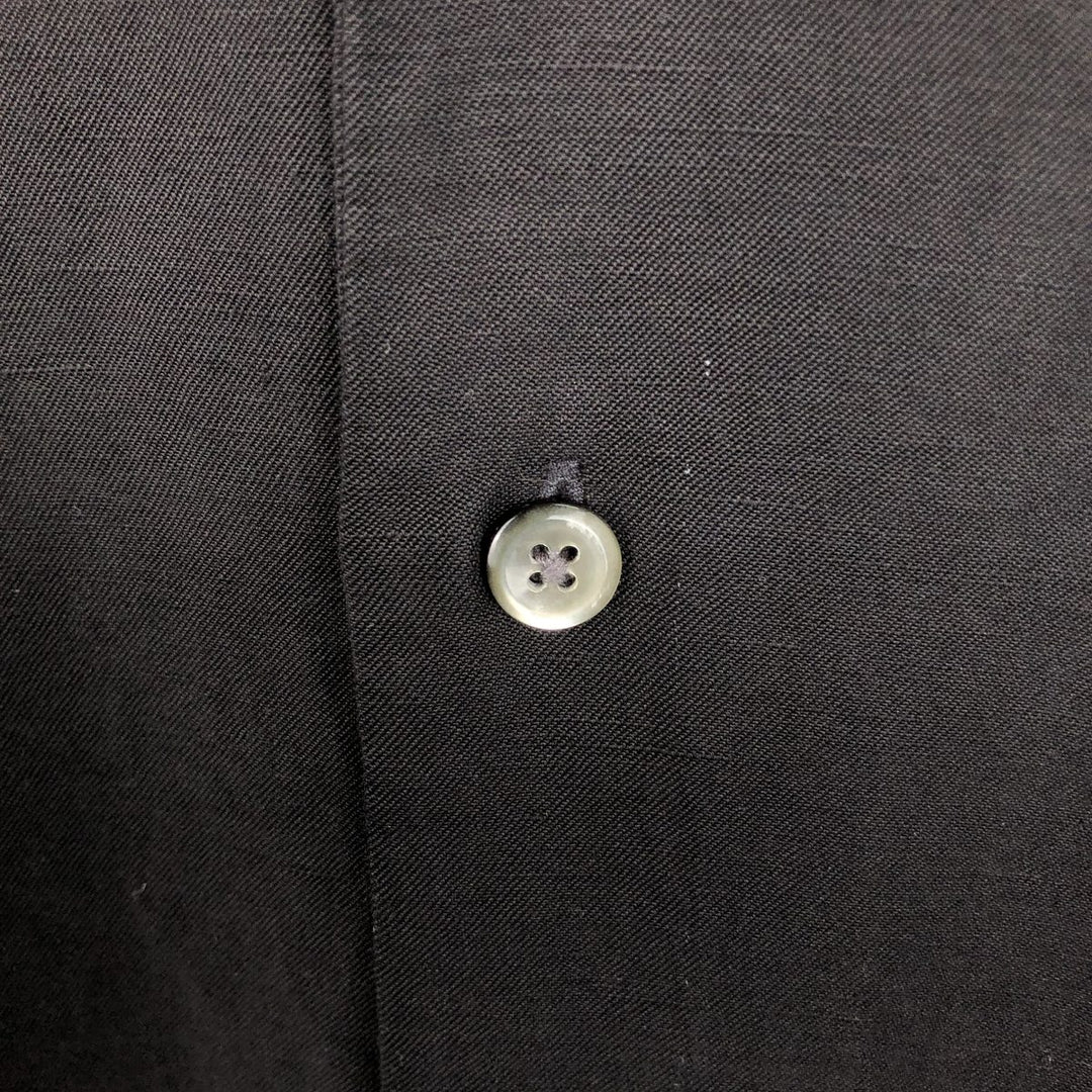 Bass Short-Sleeve Open-Collar Linen Shirt, Boxy Fit, Men's Size L (approx.) linen black type Vintage Second Hand