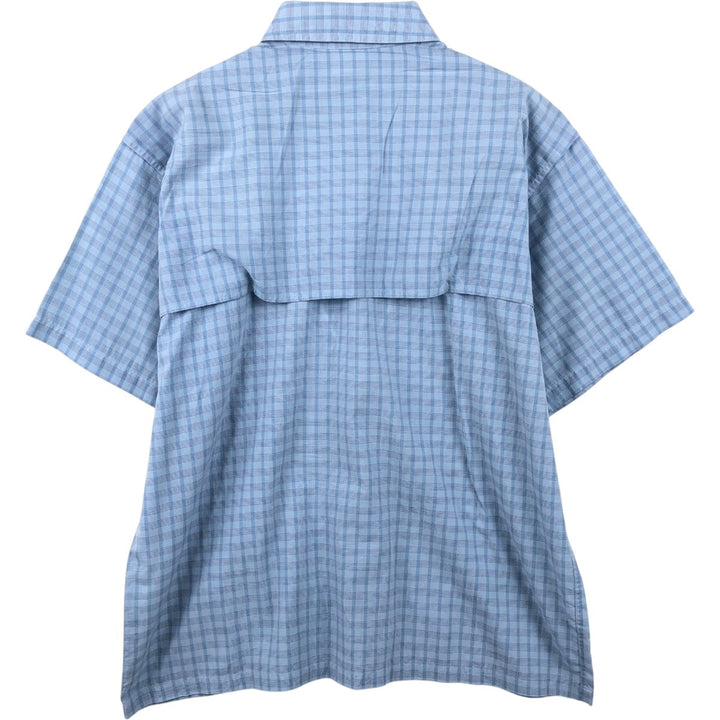 Patagonia 82001 Check Pattern Short-Sleeve Polyester Box Shirt (Men's Size M) Polyurethane Blue type light blue Vintage Second Hand